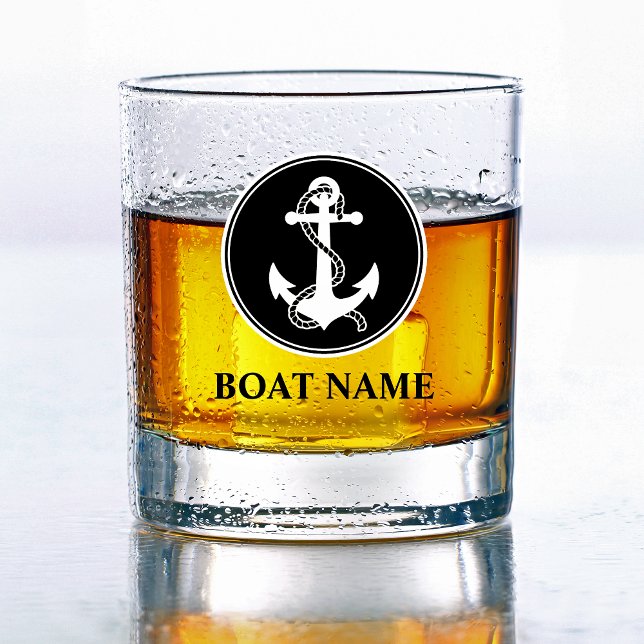 Ihr Bootsname Name Nautical Anchor & Rope Whiskyglas (Von Creator hochgeladen)