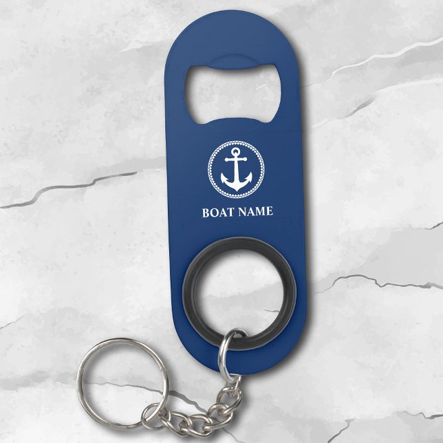 Ihr Bootsname Name Sea Anchor Blau Mini Flaschenöffner (Von Creator hochgeladen)