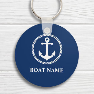 Ihr Bootsname Name Sea Anchor Blau Schlüsselanhänger