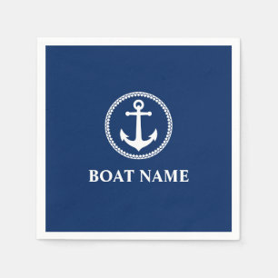 Ihr Bootsname Name Sea Anchor Blau Serviette