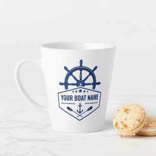Ihr Bootsname Nautical Anchor Oars Helm 2 Seite Milchtasse