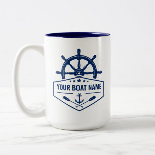 Ihr Bootsname Nautical Anchor Oars Helm Large Zweifarbige Tasse