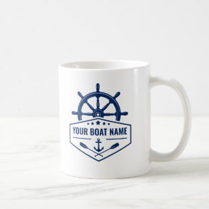 Ihr Bootsname Nautical Anker Oars Helm 2 Seite Kaffeetasse