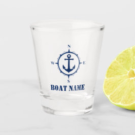 Ihr Bootsname Navy Blue Compass Anker Schnapsglas