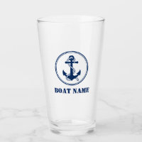 Ihr Bootsname Navy Blue Rope & Anchor