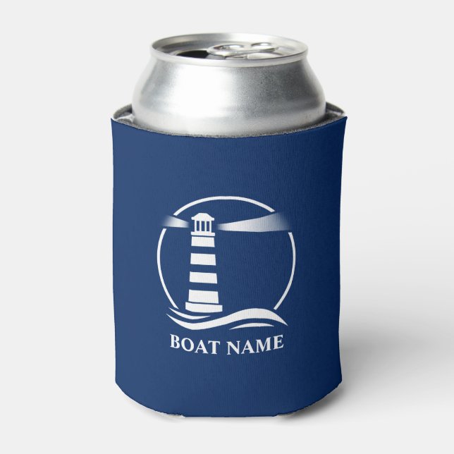 Ihr Bootsname oder Text Nautical Classic Leuchttur Dosenkühler (Kanne Vorderseite)