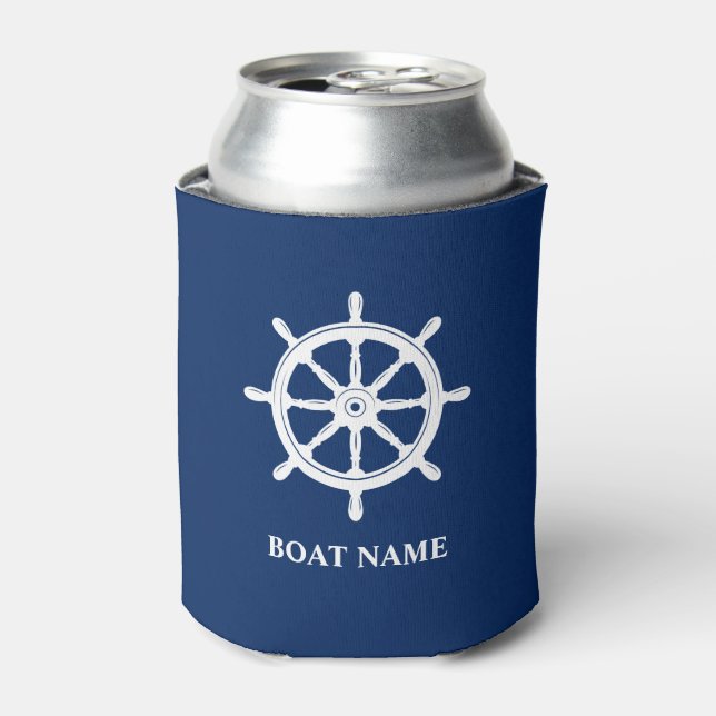 Ihr Bootsname oder Text Nautical Schiffsrad Steuer Dosenkühler (Kanne Vorderseite)