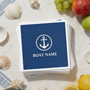 Ihr Bootsname Sea Anchor Blue Serviette