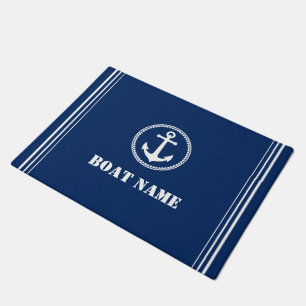 Ihr Bootsname Sea Anchor Navy Blue Entry Fußmatte