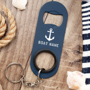 Ihr Bootsname Vintager Wasseranker Grau Blau Mini Flaschenöffner