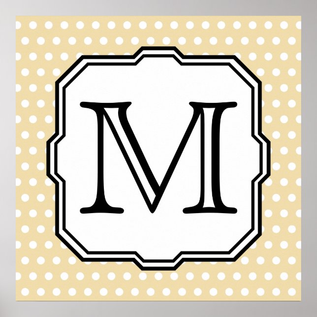 Ihr Brief. Benutzerdefiniertes Monogramm. Beige Po Poster (Vorne)