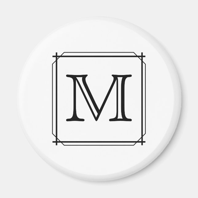 Ihr Brief. Benutzerdefiniertes Monogramm. Schwarz  Magnet (Vorne)