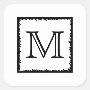 Ihr Brief. Benutzerdefiniertes Monogramm. Schwarz  Quadratischer Aufkleber