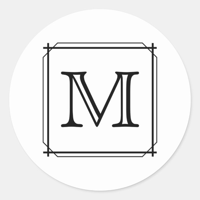 Ihr Brief. Benutzerdefiniertes Monogramm. Schwarz  Runder Aufkleber (Vorderseite)