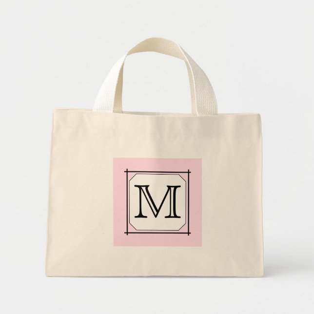 Ihr Brief. Benutzerdefiniertes Monogramm Schwarz-w Mini Stoffbeutel (Vorne)