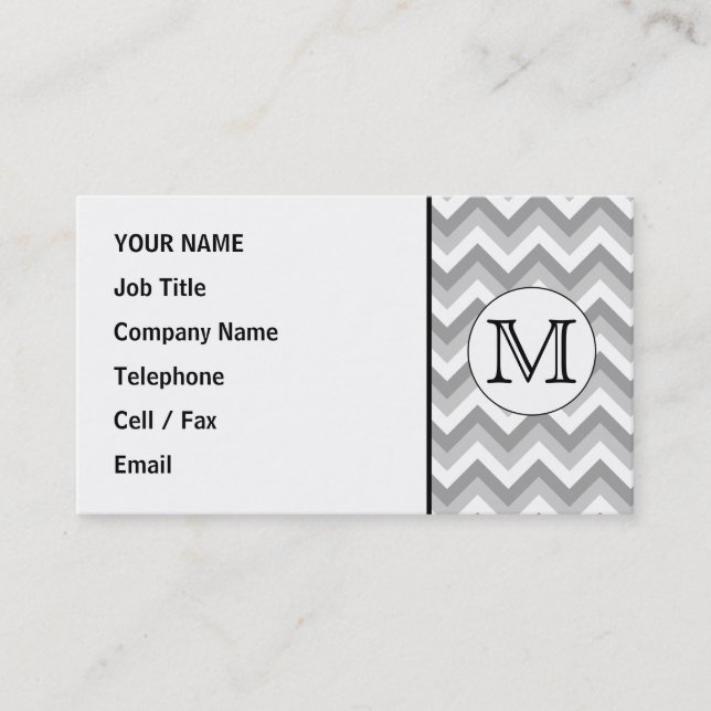 Ihr Brief. Grau Zigzag Muster Monogramm. Visitenkarte (Vorderseite)