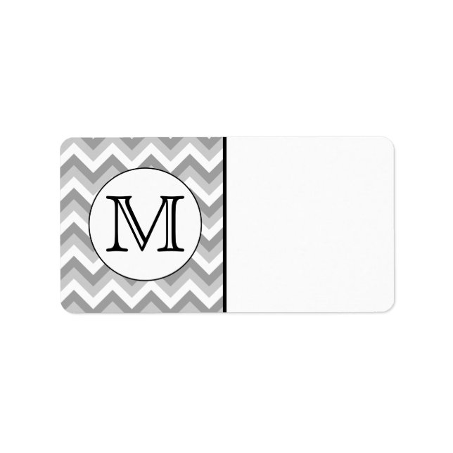 Ihr Brief. Gray Zigzag Muster Monogram. Adressaufkleber (Vorne)