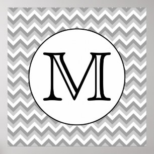 Ihr Brief. Gray Zigzag Muster Monogram. Poster