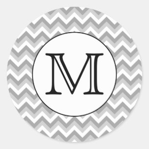 Ihr Brief. Gray Zigzag Muster Monogram. Runder Aufkleber