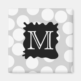 Ihr Brief, Monogramm. Punkte mit schwarzem Splat. Magnet