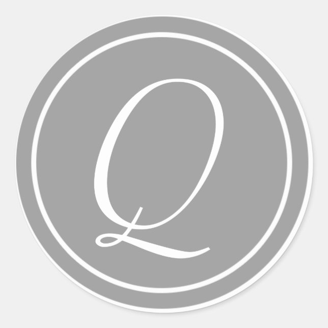 Ihr Brief, Monogramm Q, anfänglich grau Runder Aufkleber (Vorderseite)