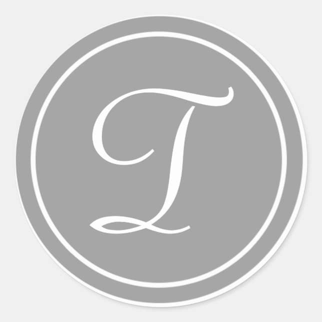 Ihr Brief, Monogramm T, anfänglich grau Runder Aufkleber (Vorderseite)