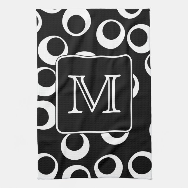 Ihr Brief. Schwarzweiss-Monogramm. Spaß-Muster Handtuch (Vertikal)