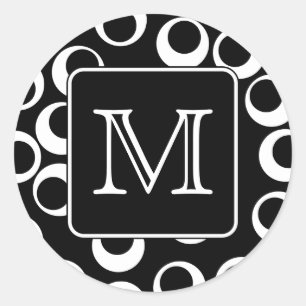 Ihr Brief. Schwarzweiss-Monogramm. Spaß-Muster Runder Aufkleber