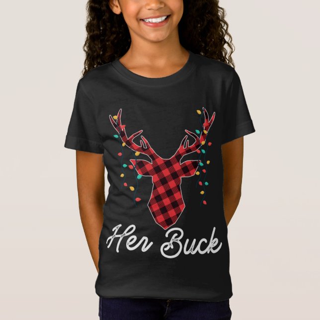Ihr Buck Reindeer Red Kariert Christmas Pajama Mat T-Shirt (Vorderseite)