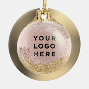 Ihr Business-Logo Goldroid Weihnachtsball Custom Keramik Ornament
