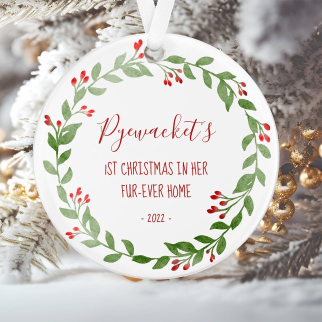 Ihr Cat Foto Wasserfarben Kranz 1. Weihnachten Ornament (Von Creator hochgeladen)