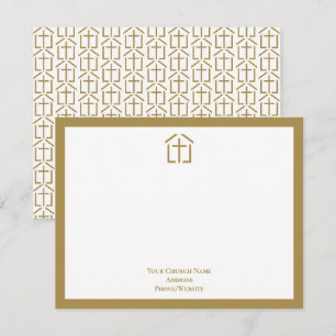 Ihr Church Name Logo Cross Gold Note Card Mitteilungskarte