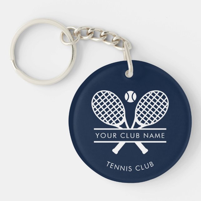 Ihr Club Name Tennisteam Navy Blue Custom Schlüsselanhänger (Vorderseite)
