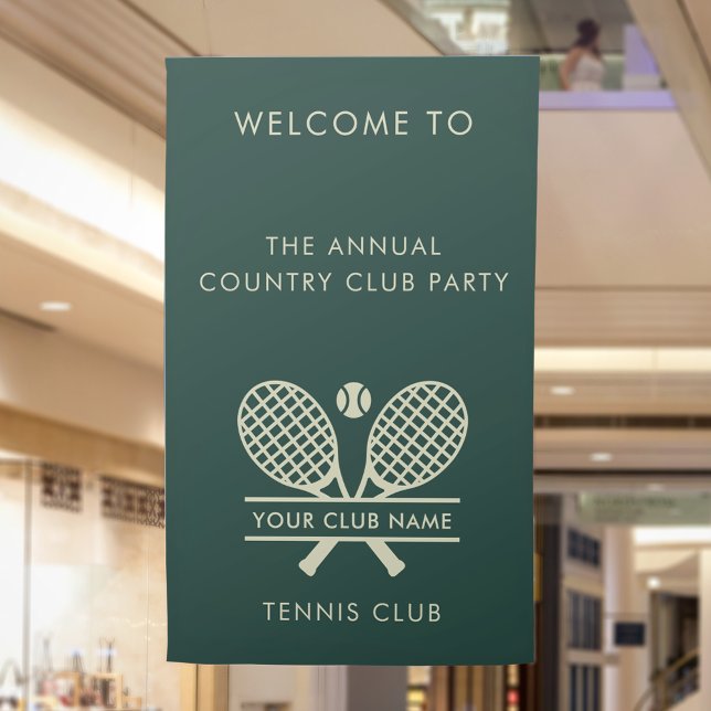 Ihr Country Club Name Tennis Team Veranstaltungen  Banner (Annual Tennis Country Club Green and Beige Vertical Banner)