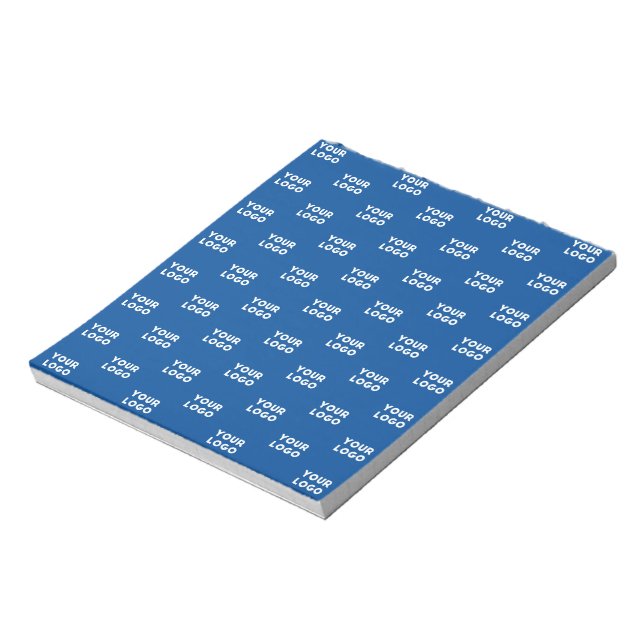 Ihr Design oder Firmenlogo | Blaues Fliesenmuster Notizblock (Rotiert)