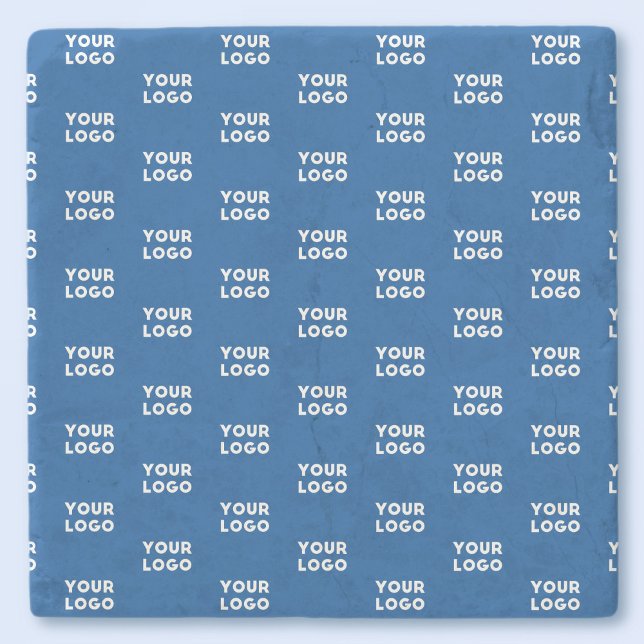 Ihr Design oder Firmenlogo | Blaues Fliesenmuster Steinuntersetzer (Von Creator hochgeladen)