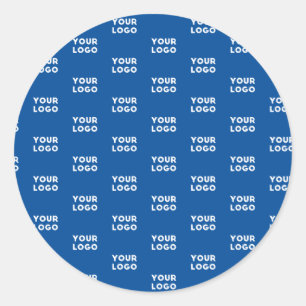 Ihr Design- oder Firmenlogo Blaugeflechte Muster Runder Aufkleber