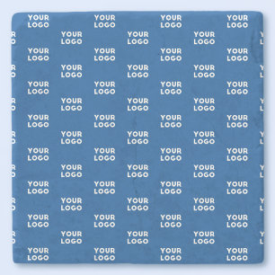 Ihr Design- oder Firmenlogo Blaugeflechte Muster Steinuntersetzer