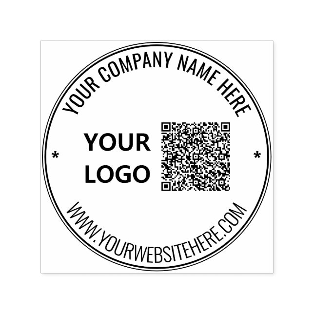 Ihr Design QR-Code und Logo Rundstempel Vorlage Permastempel (Design)