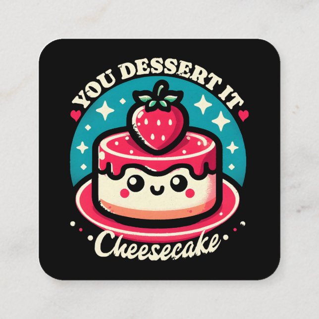Ihr Dessert - Cheesecake Kawaii Quadratische Visitenkarte (Rückseite)