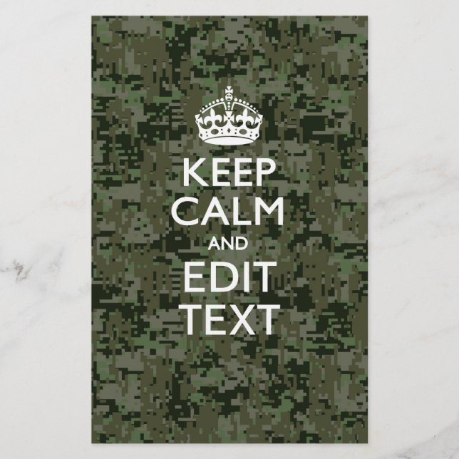Ihr digitaler Text Camouflage Woodland Behalte Ruh Briefpapier (Vorderseite)