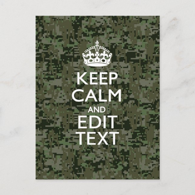 Ihr digitaler Text Camouflage Woodland Behalte Ruh Postkarte (Vorderseite)