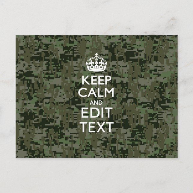 Ihr digitaler Text Camouflage Woodland Behalte Ruh Postkarte (Vorderseite)