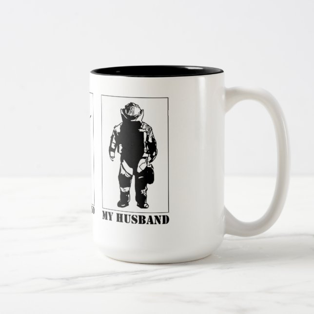 Ihr Ehemann… Ihr Ehemann… mein Ehemannkaffee c Zweifarbige Tasse (Rechts)