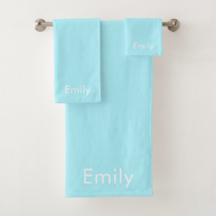 Ihr eigener Name oder Wort Soft Sky Blue Badhandtuch Set