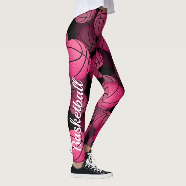 Ihr eigener Text auf Bein gürtnisch rosa Basketbal Leggings (Rechts)