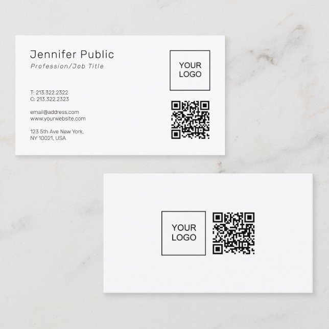 Ihr eigenes Firmenlogo QR-Code Elegantes Template Visitenkarte (Vorne/Hinten)