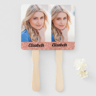 Ihr eigenes Foto Pink Girl Monogram Abschluss Fächer