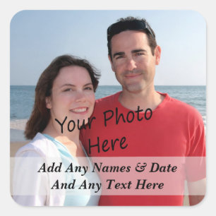 Ihr eigenes Foto und benutzerdefinierte Textkleber Quadratischer Aufkleber