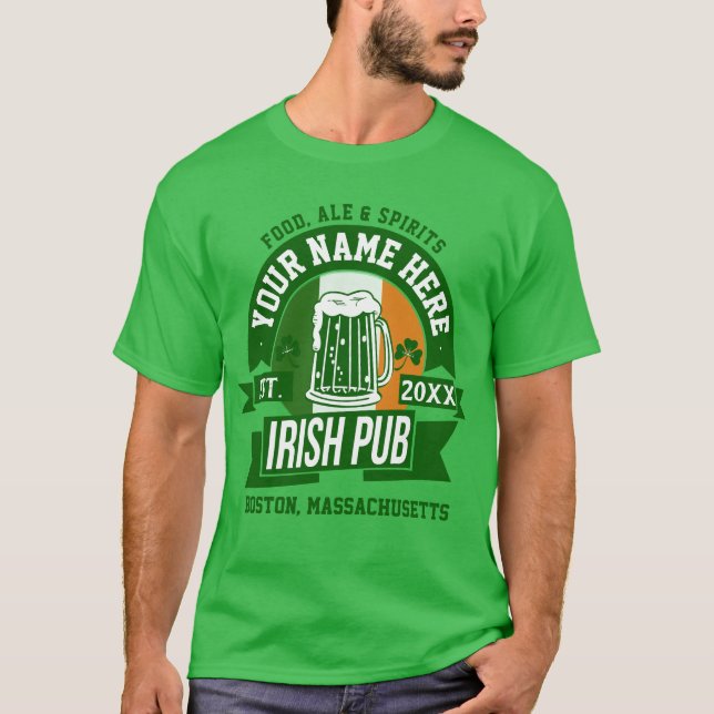 Ihr eigenes irisches Pub-Logo Personalisiert St Pa T-Shirt (Vorderseite)
